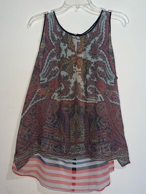 Dream Daily Multi Pattern L Button Back Multicolor Tank Top Fun Adventurous